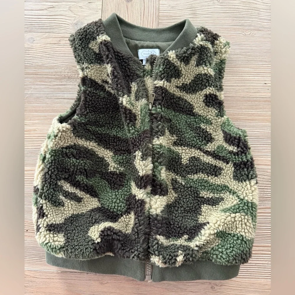 Toddler Mud Pie Green Camo Vest M (2T-3T)